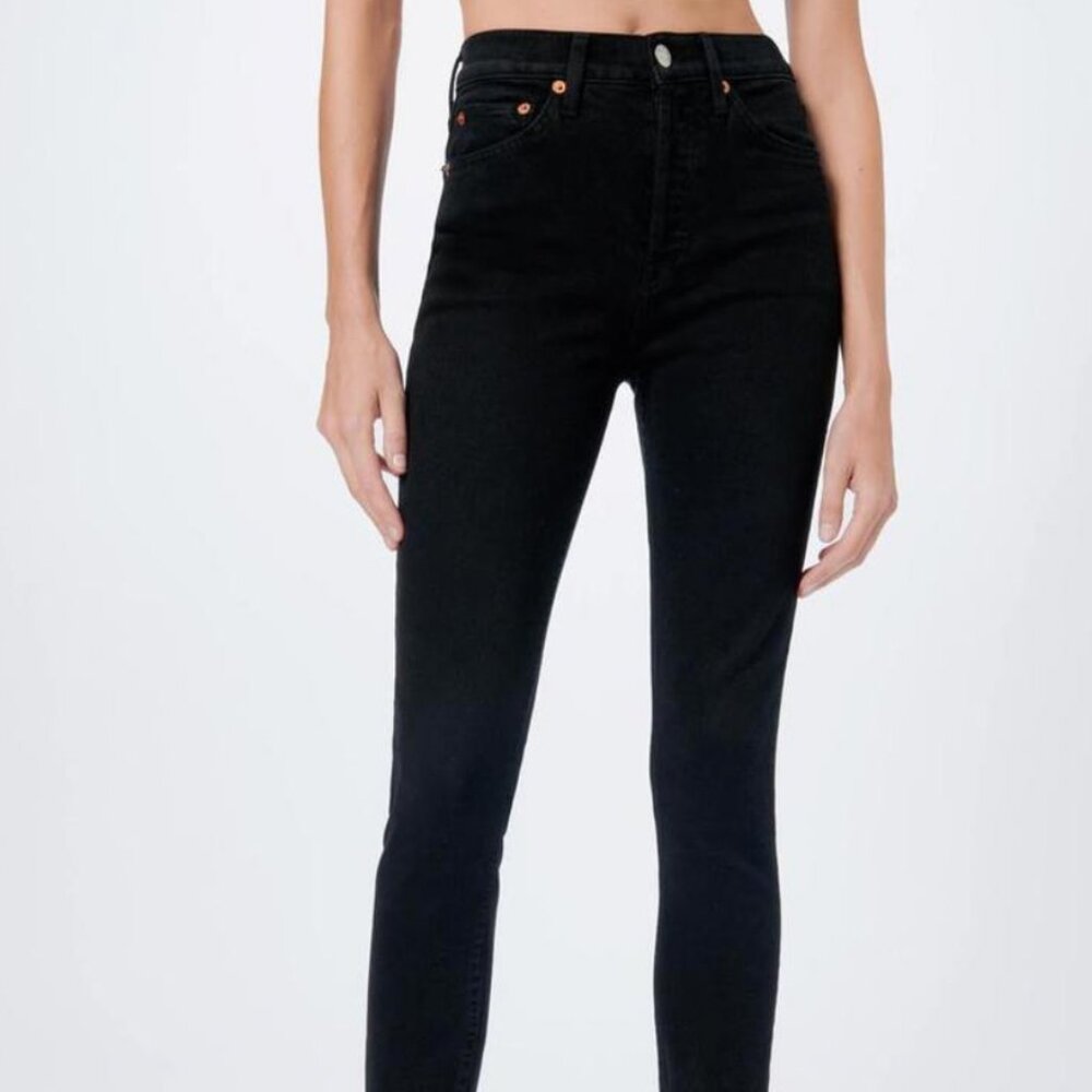 RE/DONE Comfort Stretch High Rise Ankle Crop in Black
